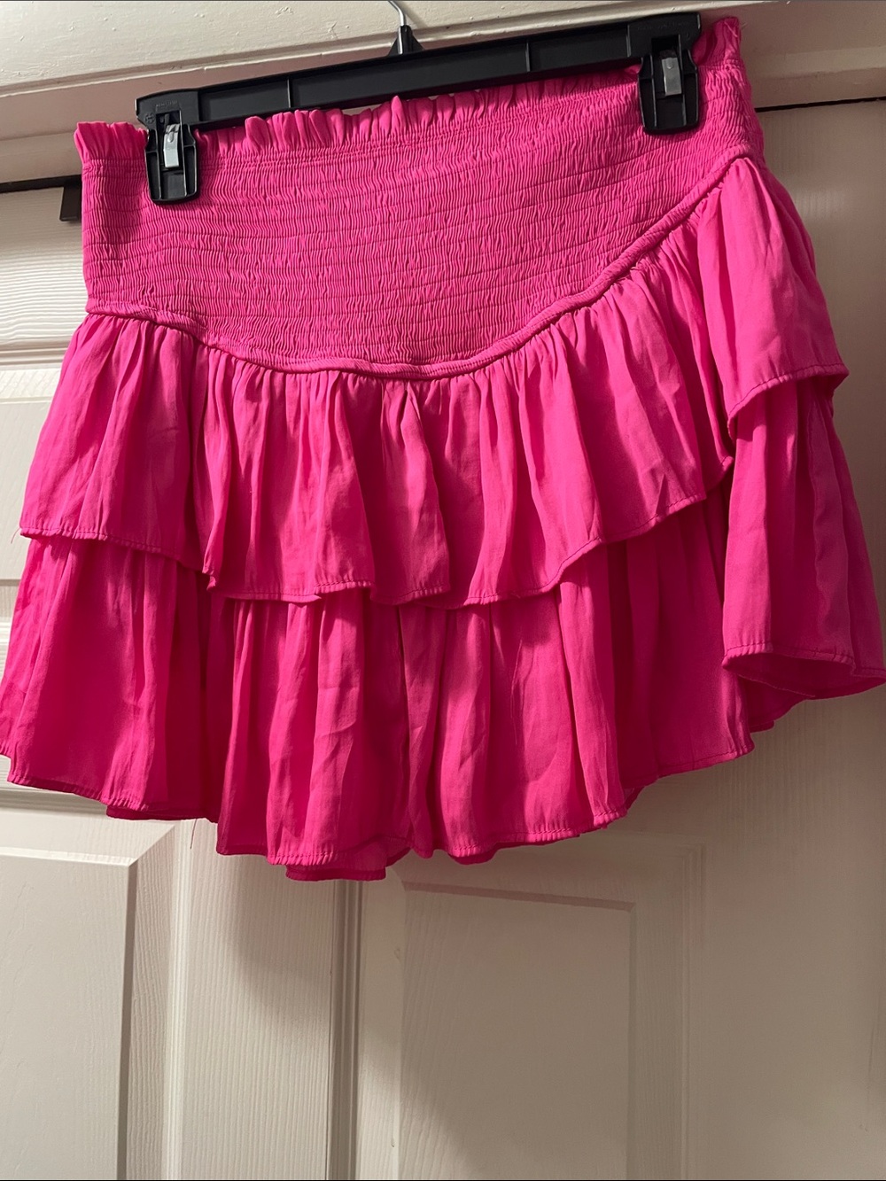 Mustard Seed Hot Pink Smocked Tiered Ruffle Skirt